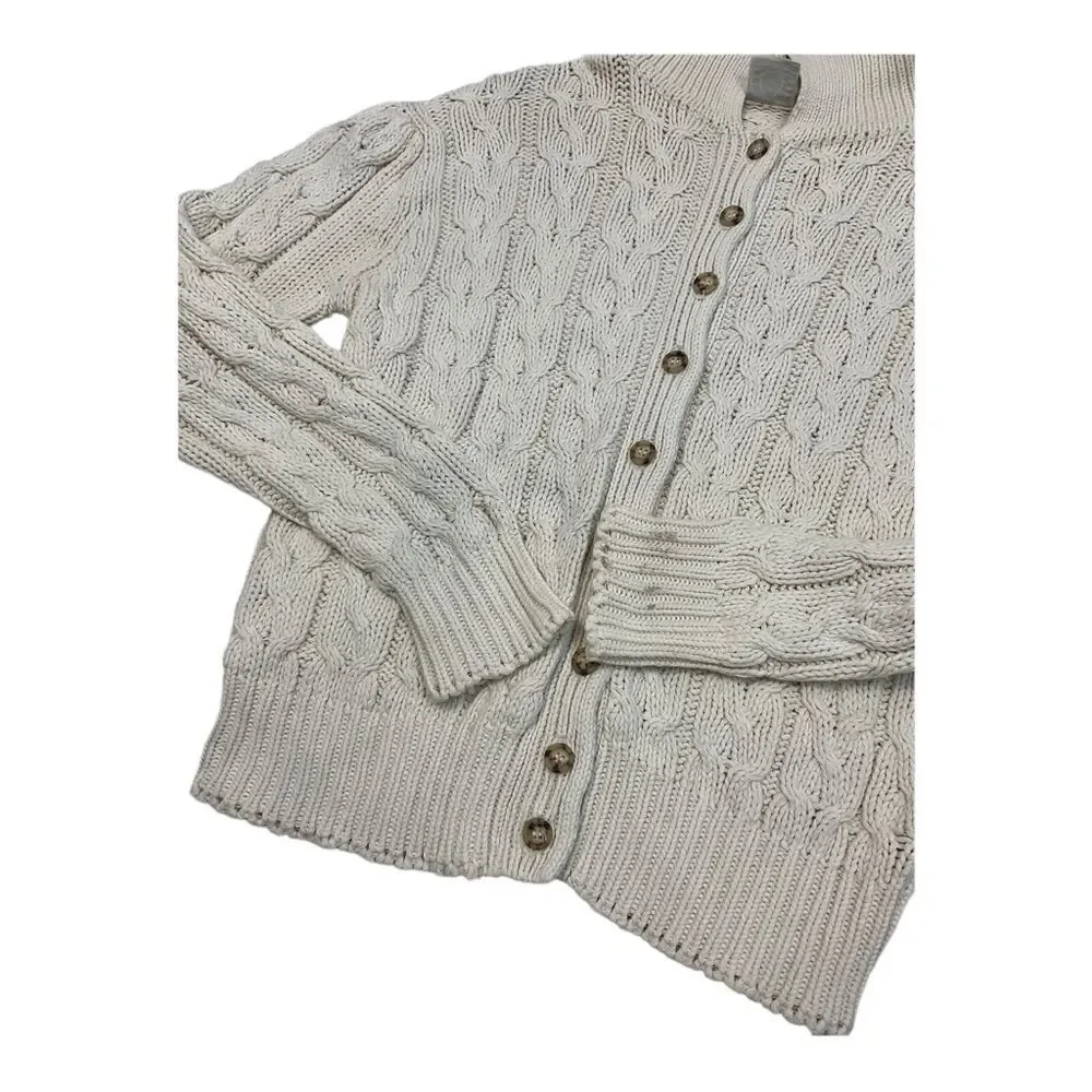 J.G. Hook Women’s Vintage Beige 100% Cotton Cable-Knit Cardigan Sweater Size M. - Picture 8 of 13